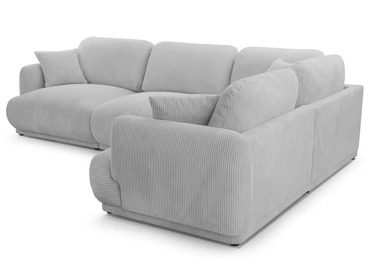 ROSALIE L - Canapé angle modulable petit velours côtelé 4 places Gris clair Gauche