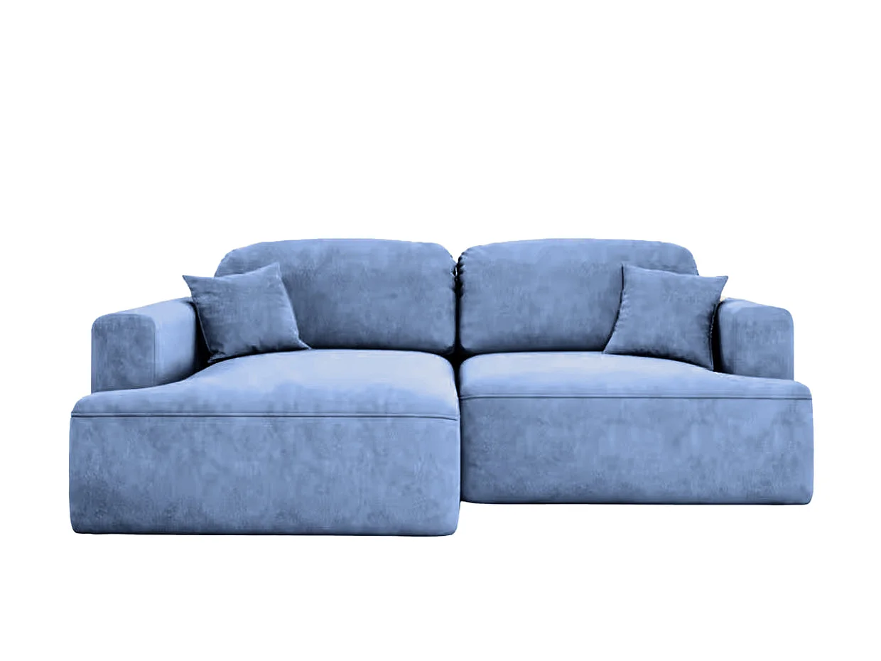 CHIARA - 4-zits hoekbank rechts in fluweelstof - Blauw