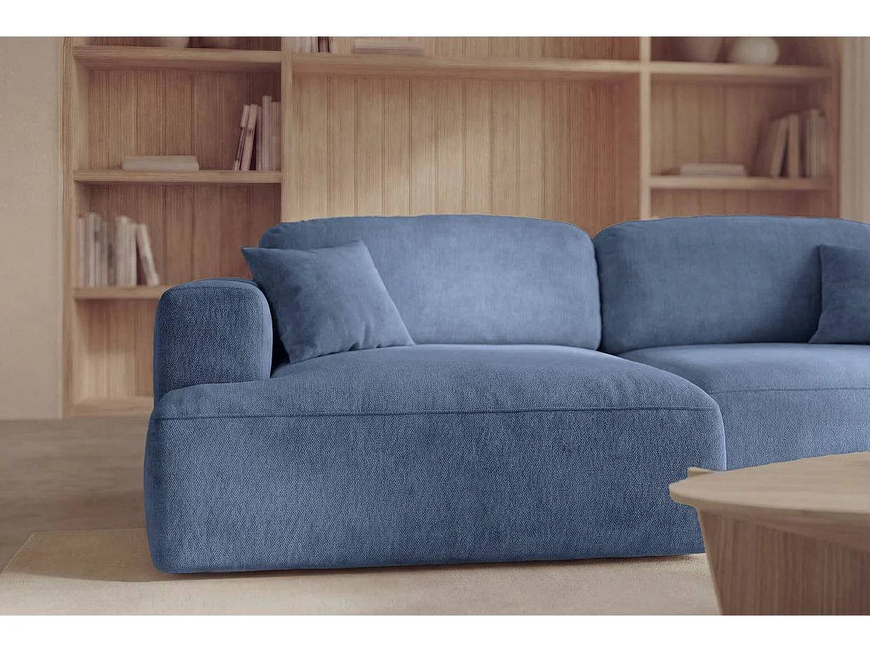 CHIARA - 4-zits hoekbank rechts in fluweelstof - Blauw