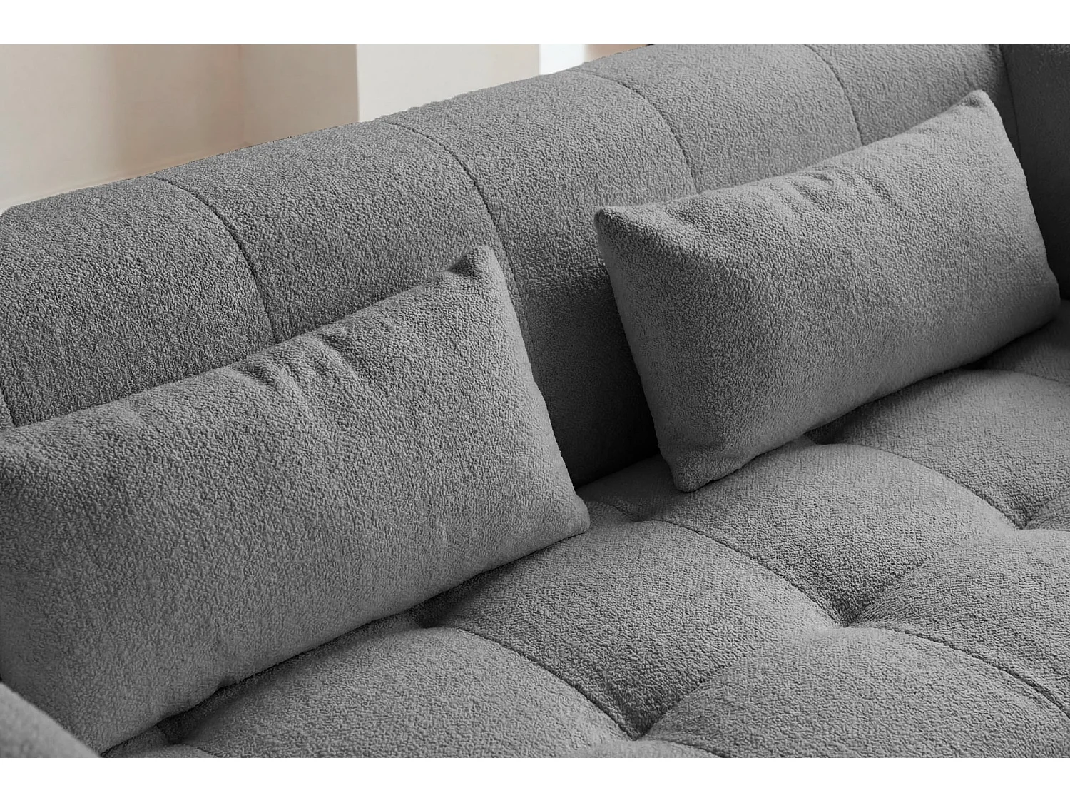 ARLETTE - Canapé droit tissu chenille 3 places Gris foncé