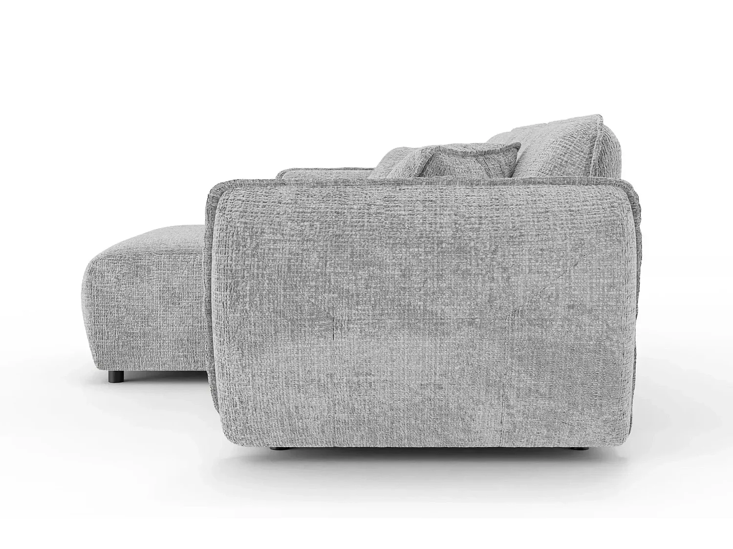 MONA - Canapé d'angle tissu chenille 4 places Gris clair Droit