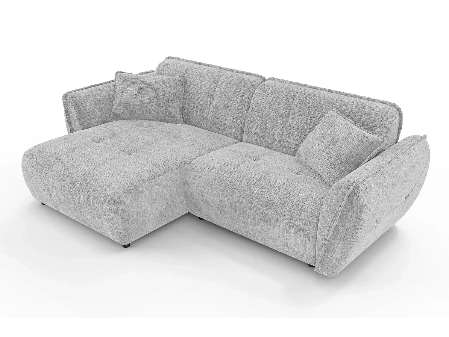 MONA - Canapé d'angle tissu chenille 4 places Gris clair Droit