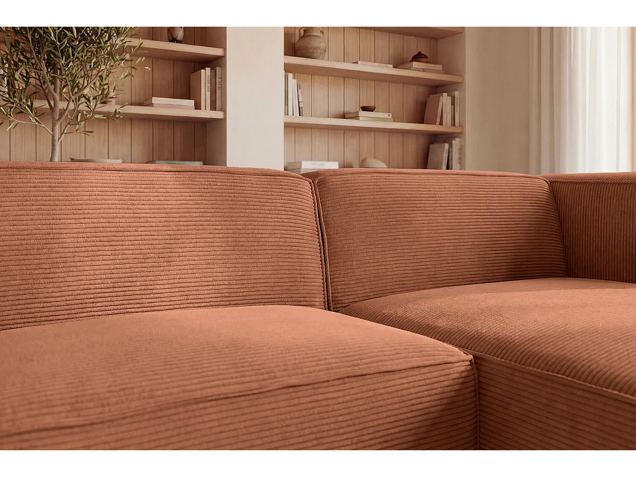 BASIL - Corduroy 4-zits hoekbank, rechts - Terracotta