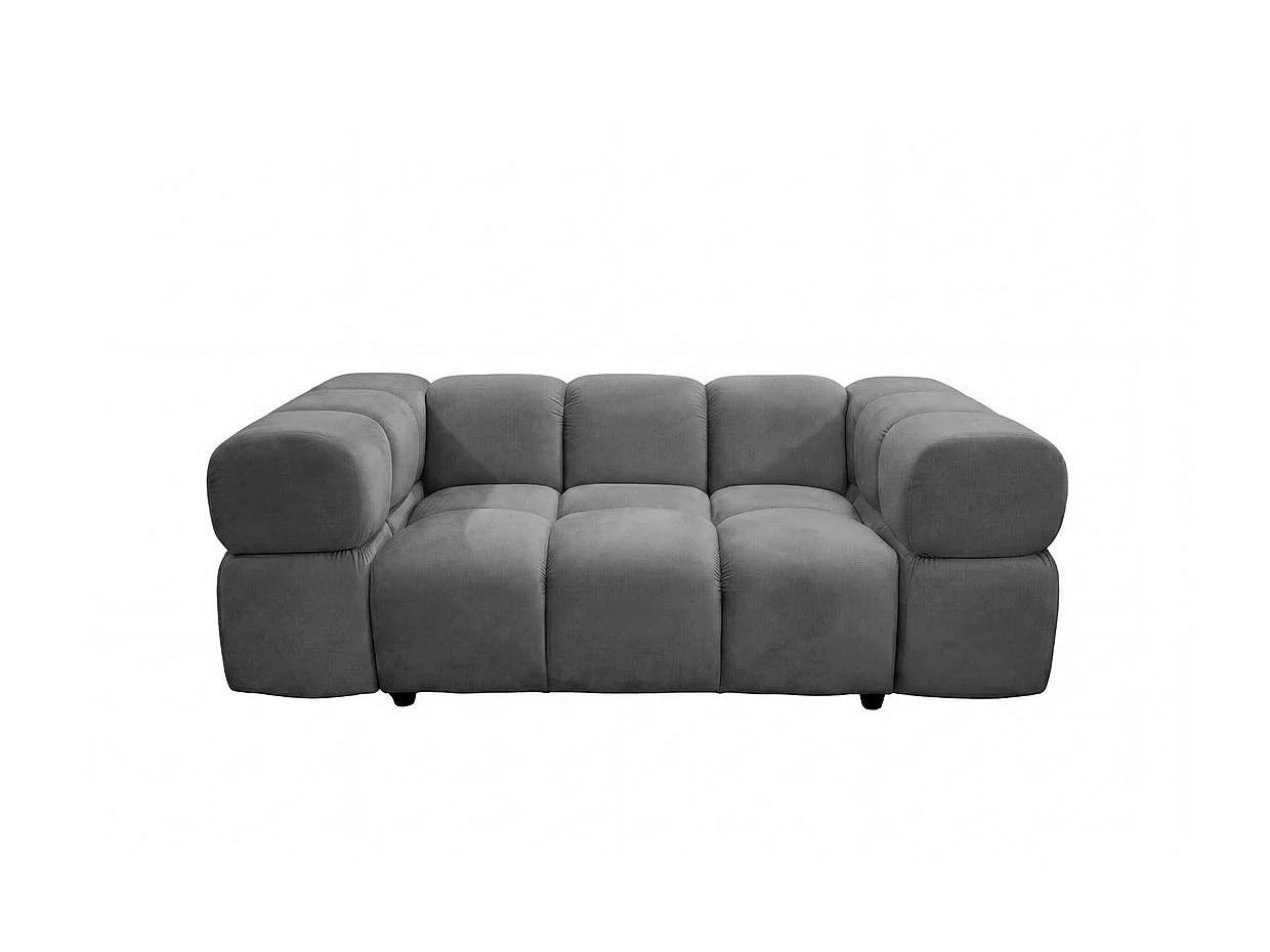 GUSTAVE - Canapé droit velours lisse 2 places Gris