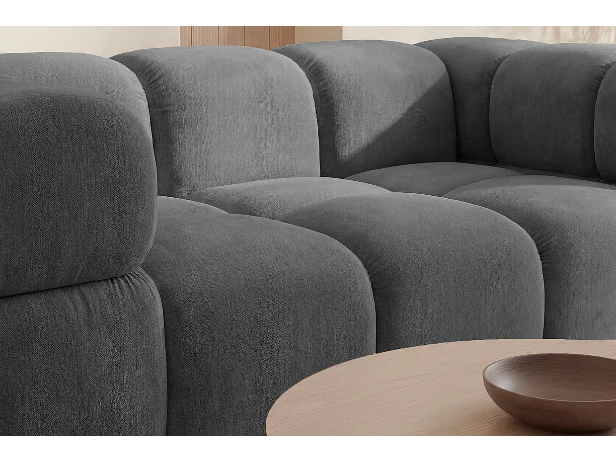 GUSTAVE - Canapé droit velours lisse 2 places Gris