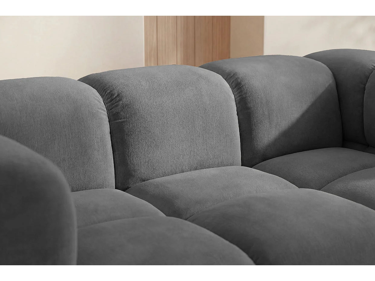 GUSTAVE - Canapé droit velours lisse 2 places Gris