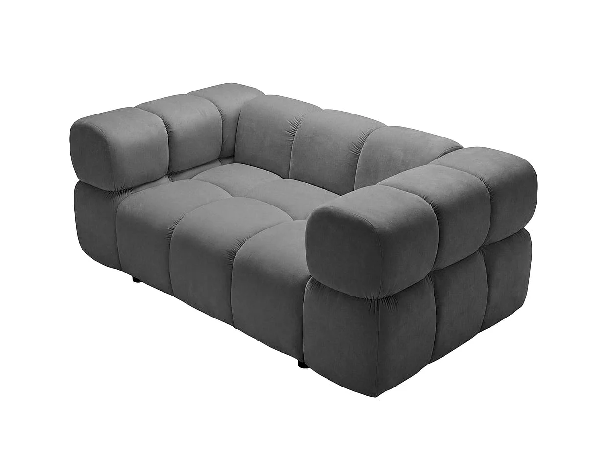 GUSTAVE - Canapé droit velours lisse 2 places Gris