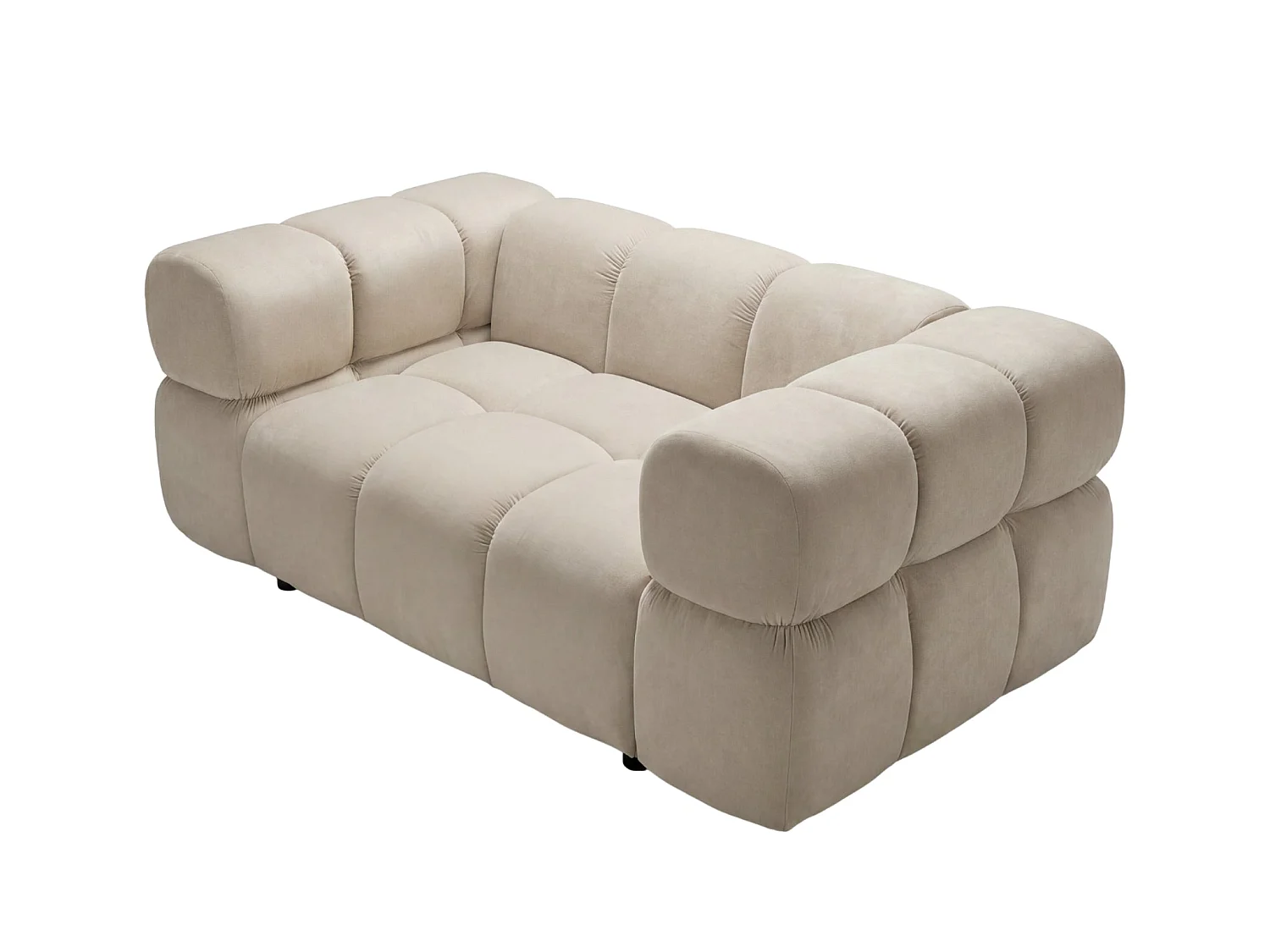 GUSTAVE - Canapé droit velours lisse 2 places Gris