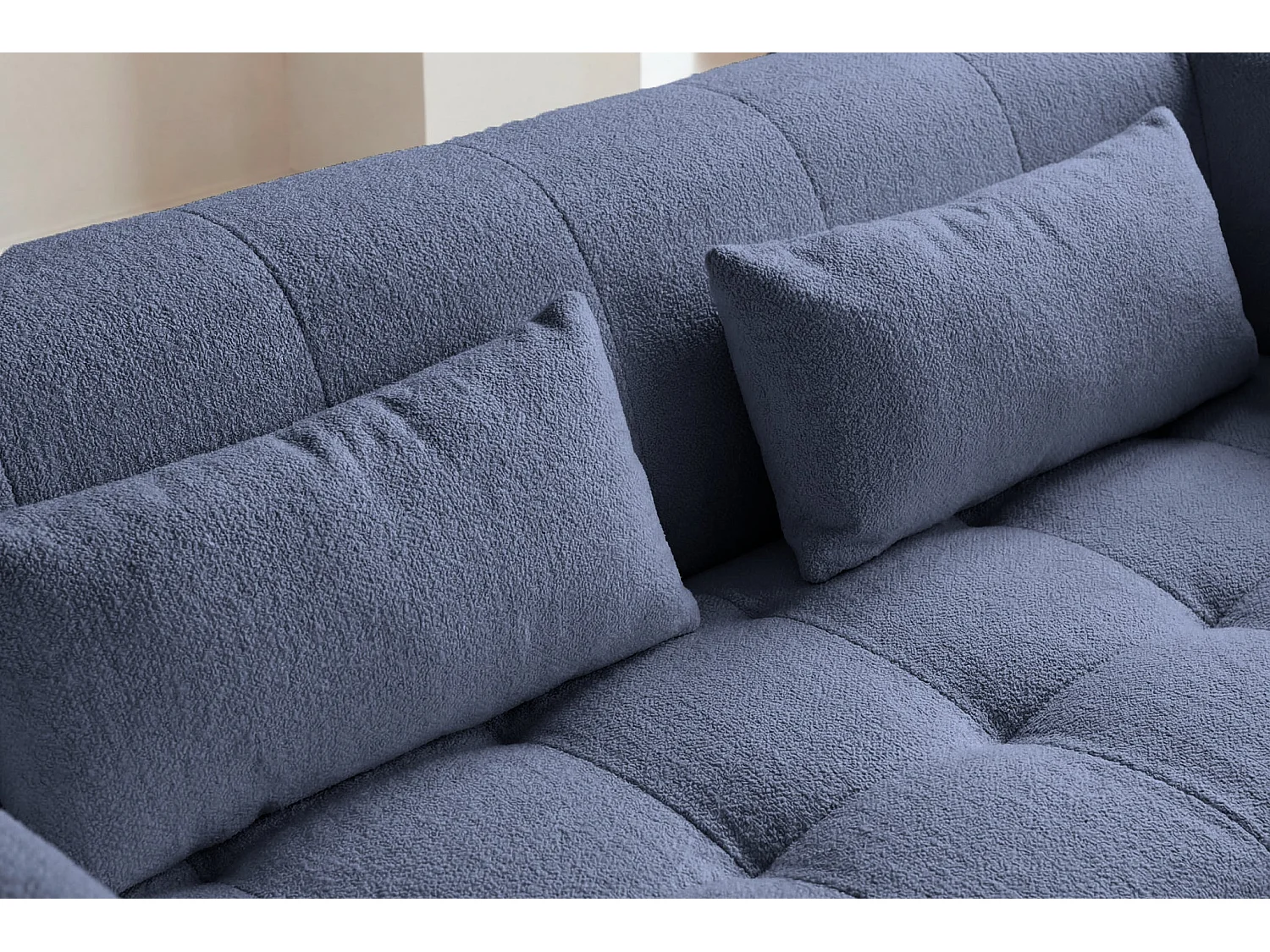 ARLETTE - Canapé droit tissu chenille 3 places - Bleu