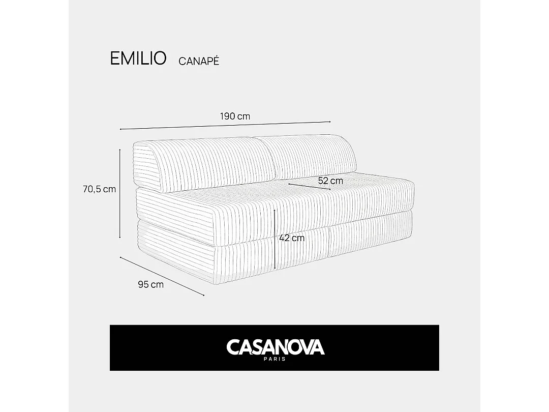 EMILIO - Canapé droit tissu rayé 2 places Jaune