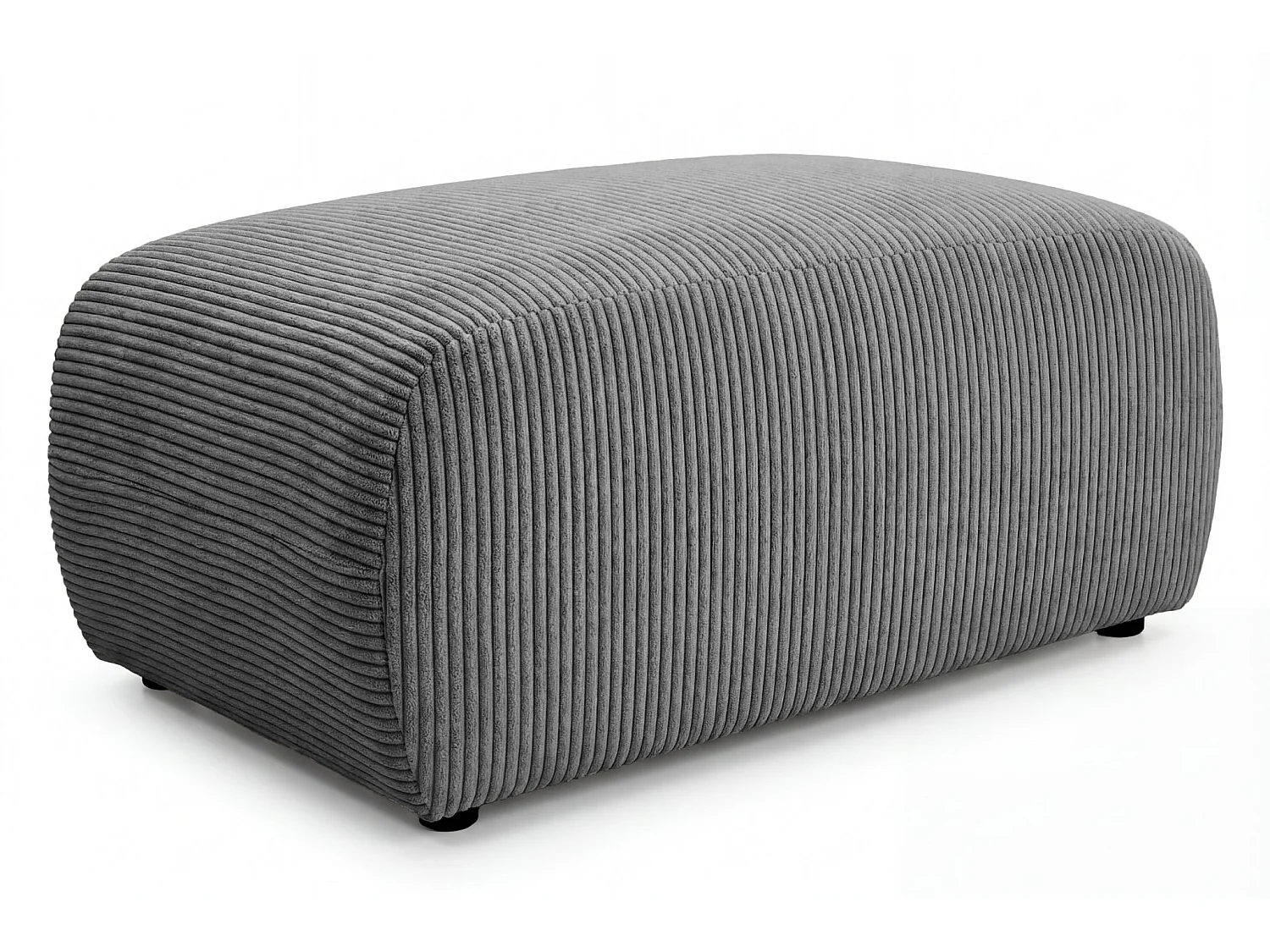 SACHA - Donkergrijze ribfluwelen poef 105x57x40 cm