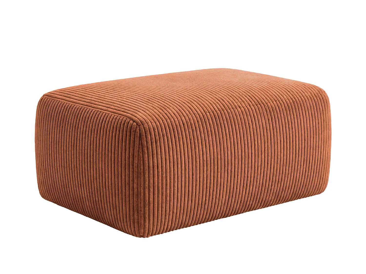 OLYMPE - Pouf en petit velours côtelé Terracotta 100x68x42