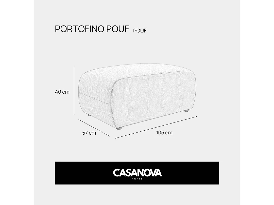 PORTOFINO - Pouf en petit velours côtelé Terracotta 105x57x40