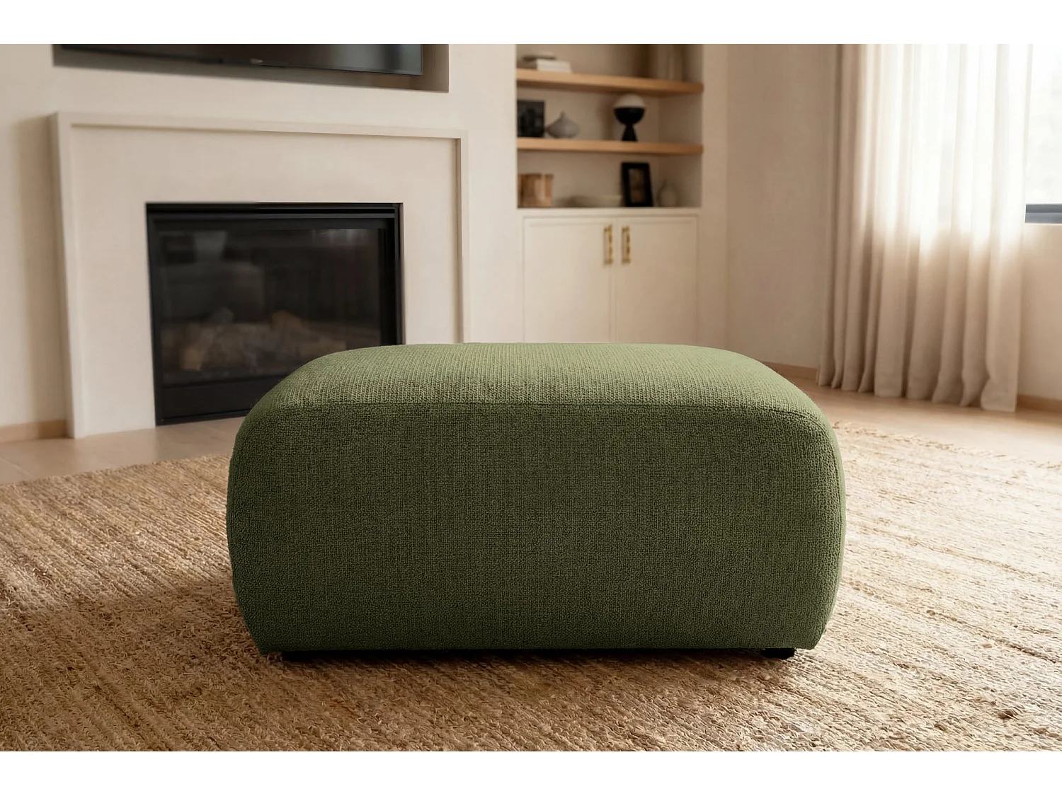 SACHA - Gevlekte stoffen poef Groen 105x57x40 cm