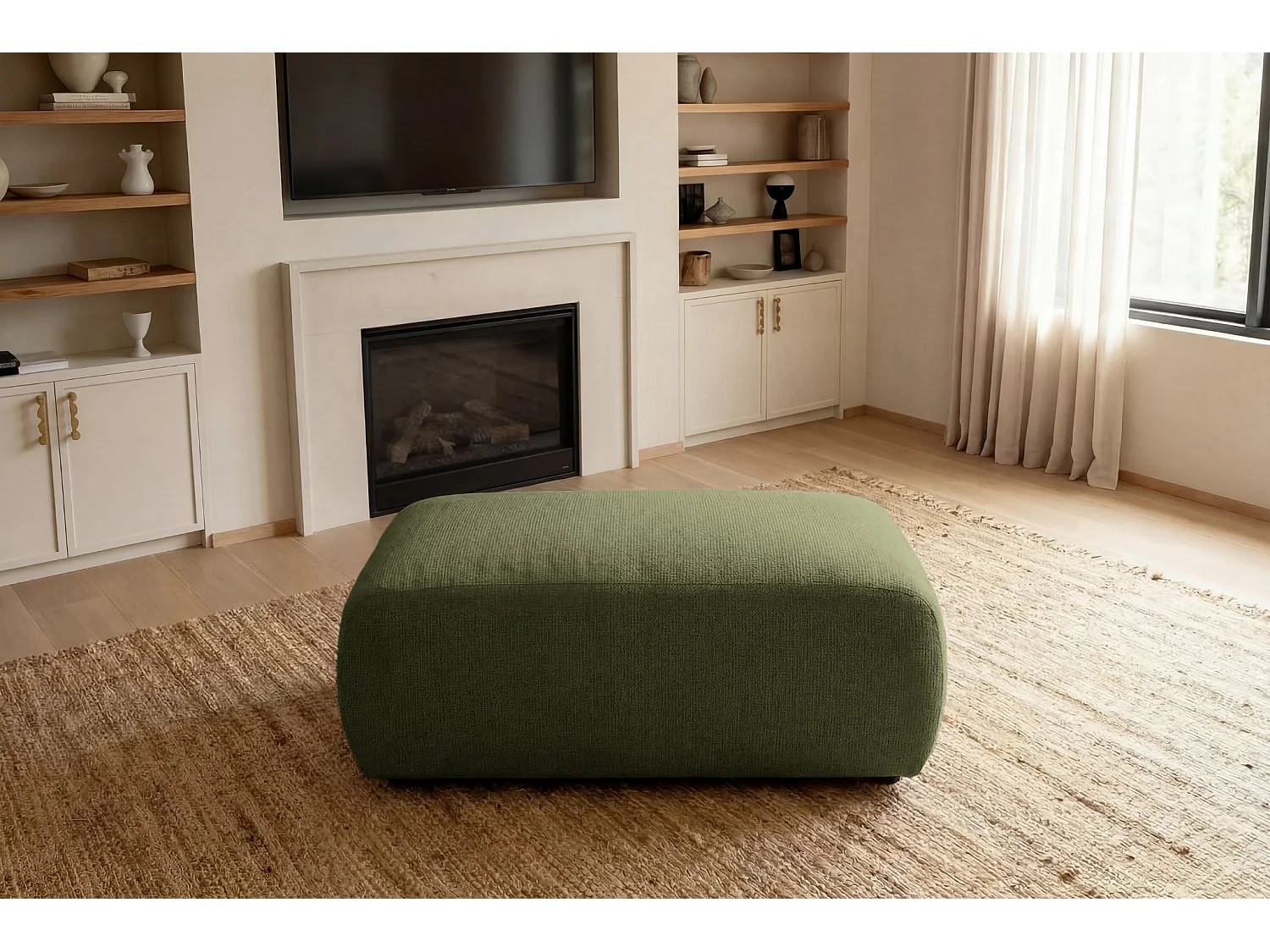 SACHA - Gevlekte stoffen poef Groen 105x57x40 cm