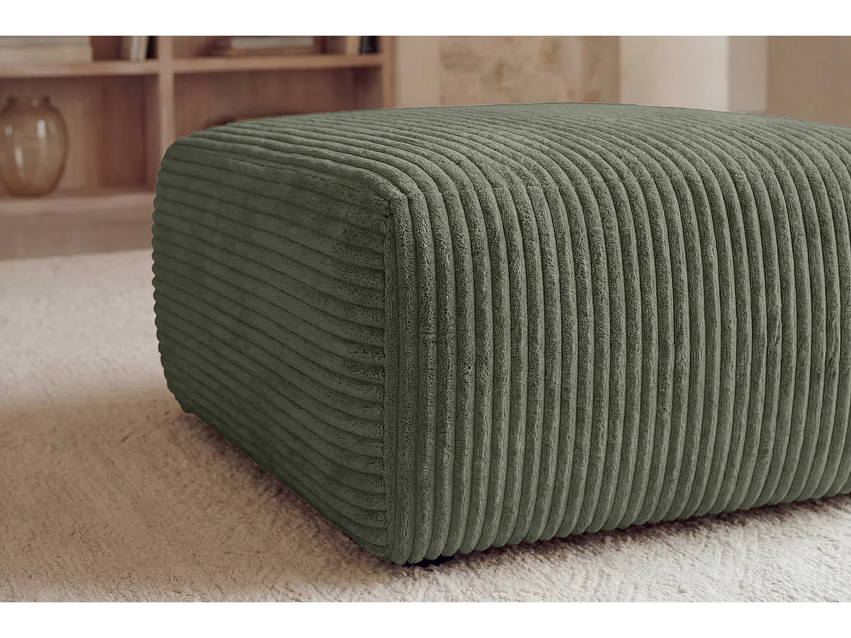 ELVIS - Groene ribfluwelen poef 96x87x44 cm