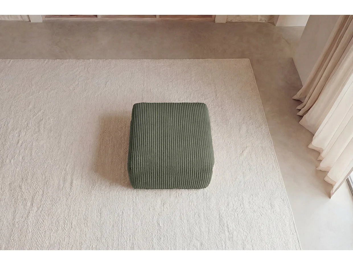 ELVIS - Groene ribfluwelen poef 96x87x44 cm