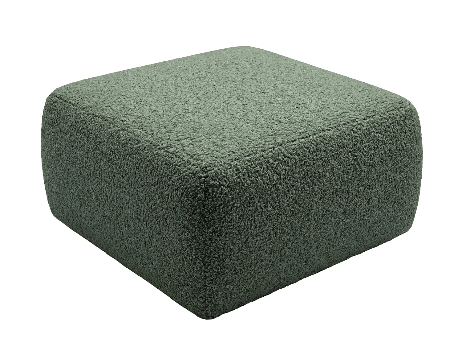 ELIO - Bouclette stoffen poef Groen 74x74x41 cm