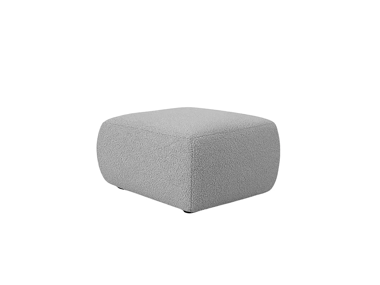 ARIEL - Pouf en tissu bouclette Gris clair 80x80x40