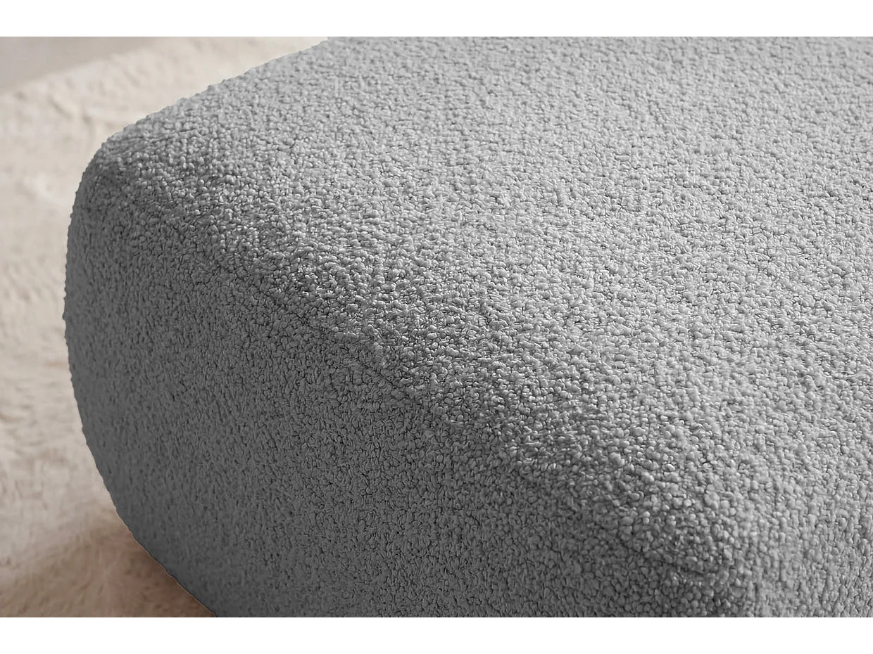 ARIEL - Pouf en tissu bouclette Gris clair 80x80x40
