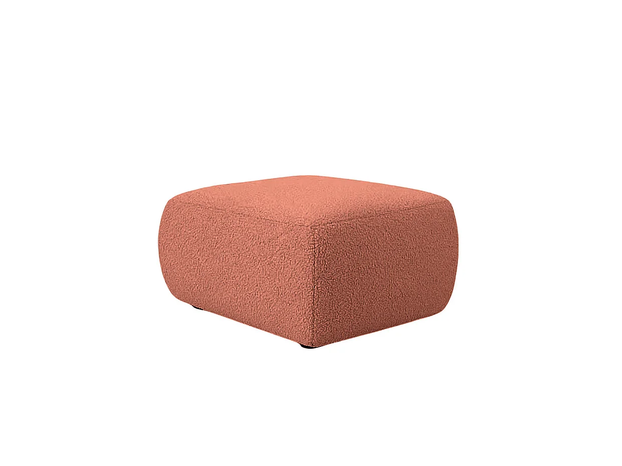 ARIEL - Pouf en tissu bouclette Terracotta 80x80x40
