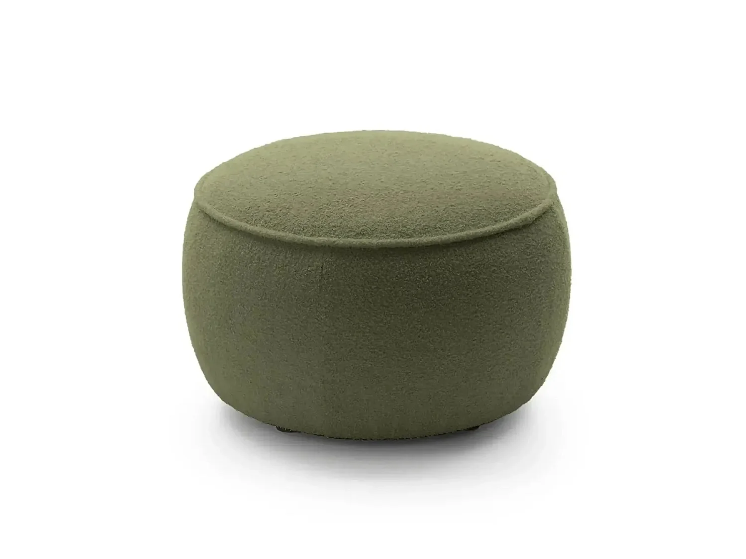 VICTOIRE - Bouclette stoffen poef Olijfgroen 65x65x43 cm