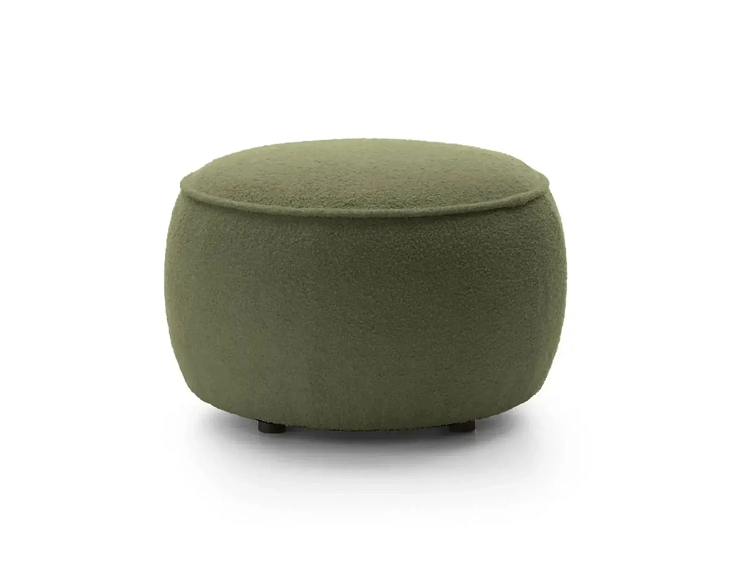 VICTOIRE - Bouclette stoffen poef Olijfgroen 65x65x43 cm