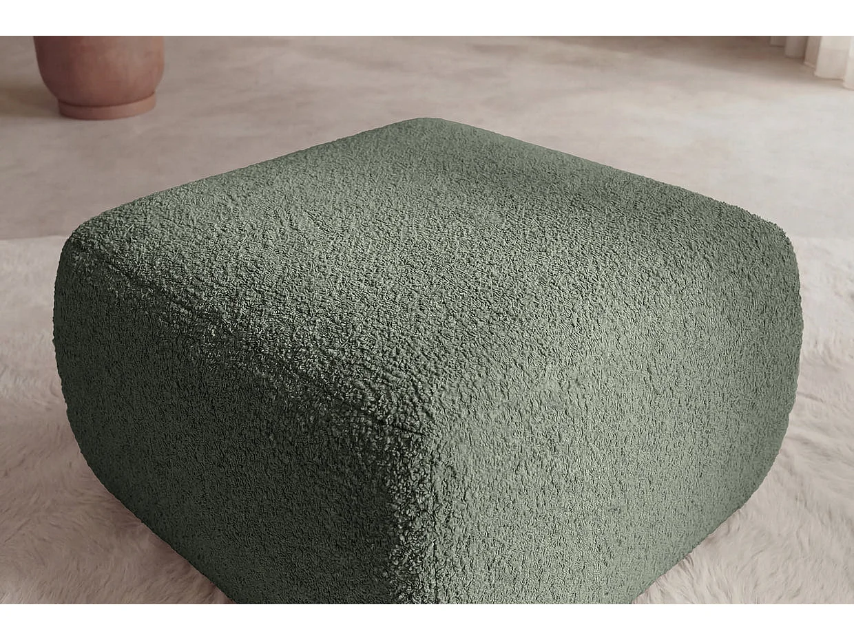 ARIEL - Bouclette stoffen poef Groen 80x80x40 cm