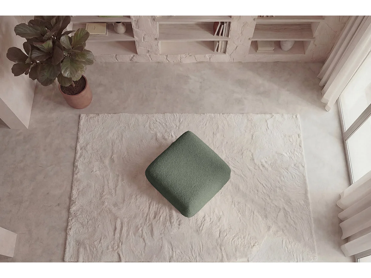 ARIEL - Bouclette stoffen poef Groen 80x80x40 cm