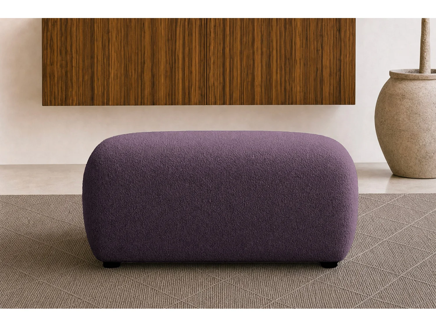 CASSIS - Pouf en tissu chenille Mauve 105x57x40