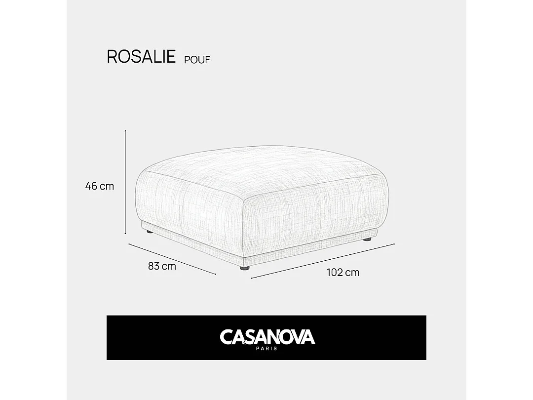ROSALIE - Pouf en tissu imprimé animalier Terracotta 102x83x46