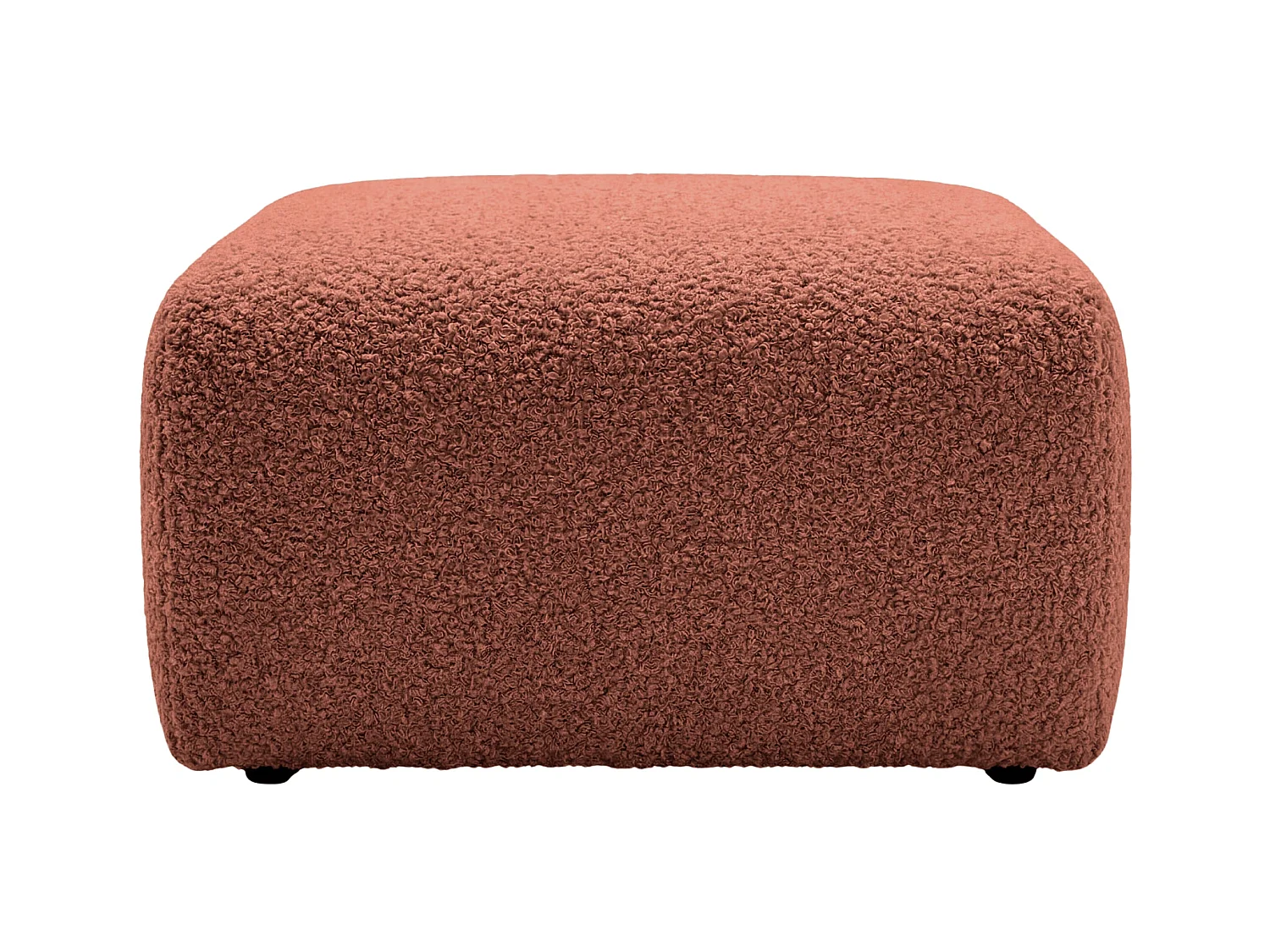 ELIO - Pouf en tissu bouclette Terracotta 74x74x41