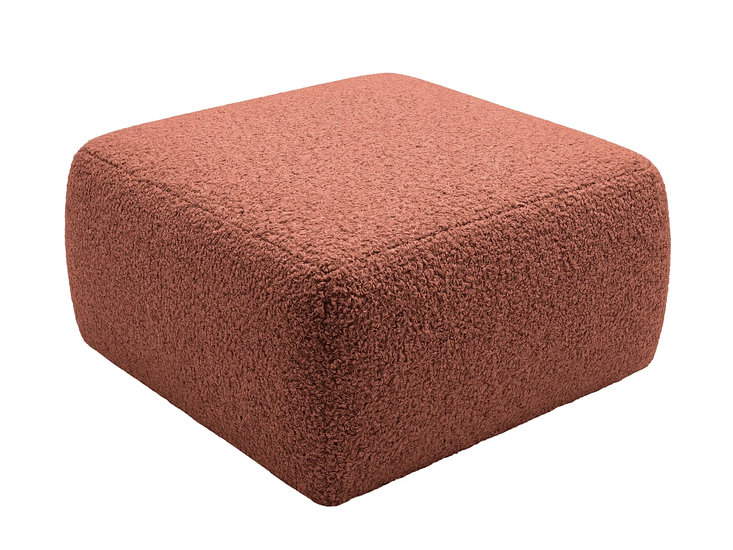 ELIO - Pouf en tissu bouclette Terracotta 74x74x41