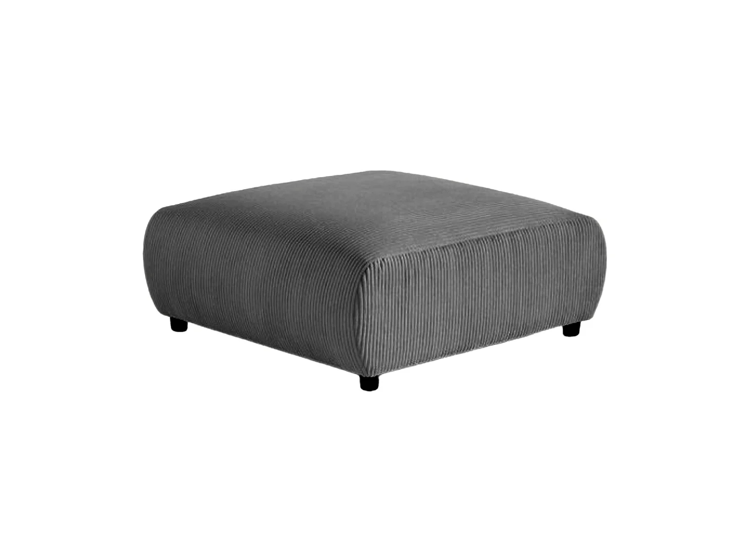 ENA - Donkergrijze ribfluwelen poef 88x88x37 cm