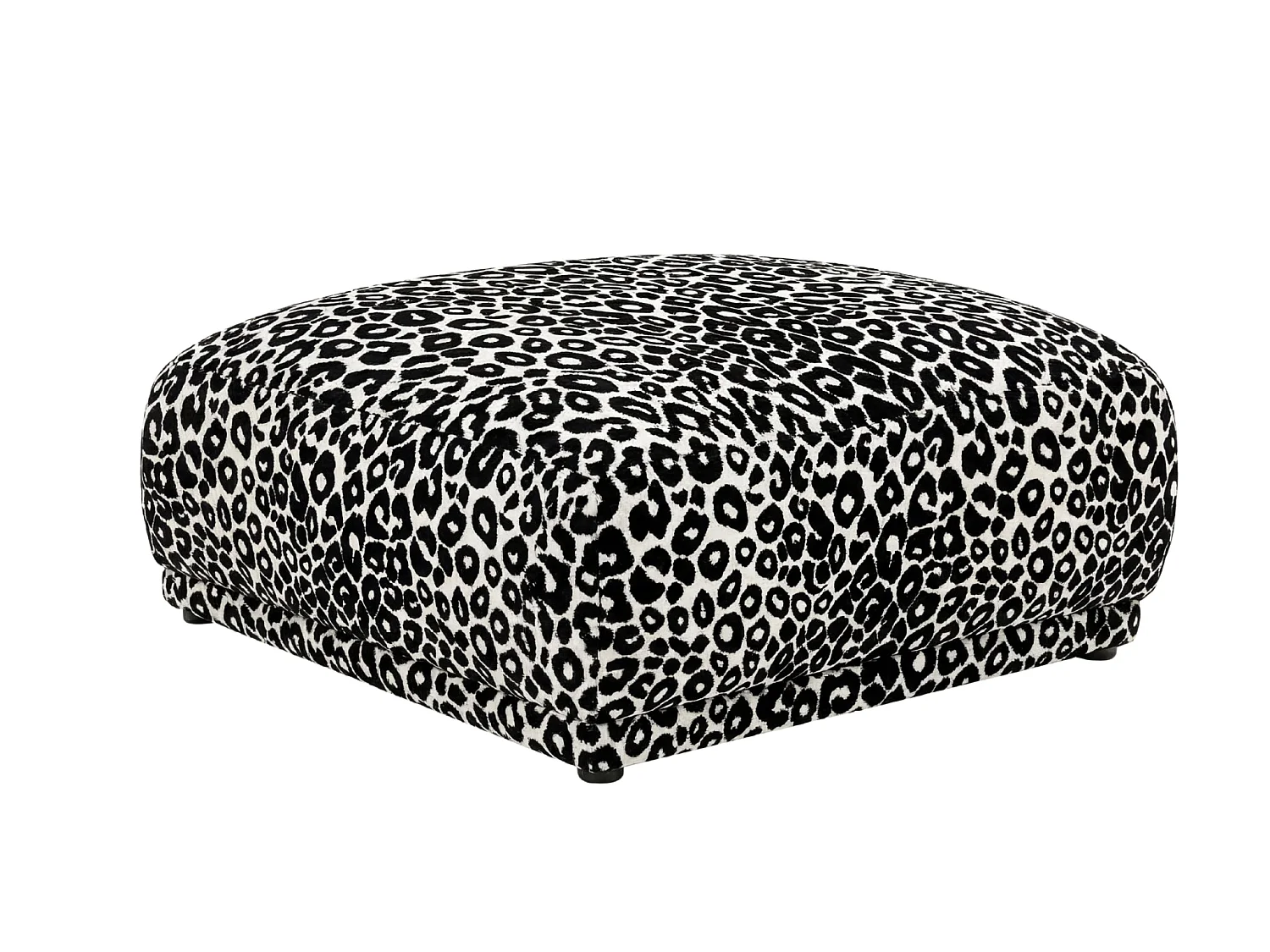 ROSALIE - Pouf en tissu imprimé animalier Blanc 102x83x46