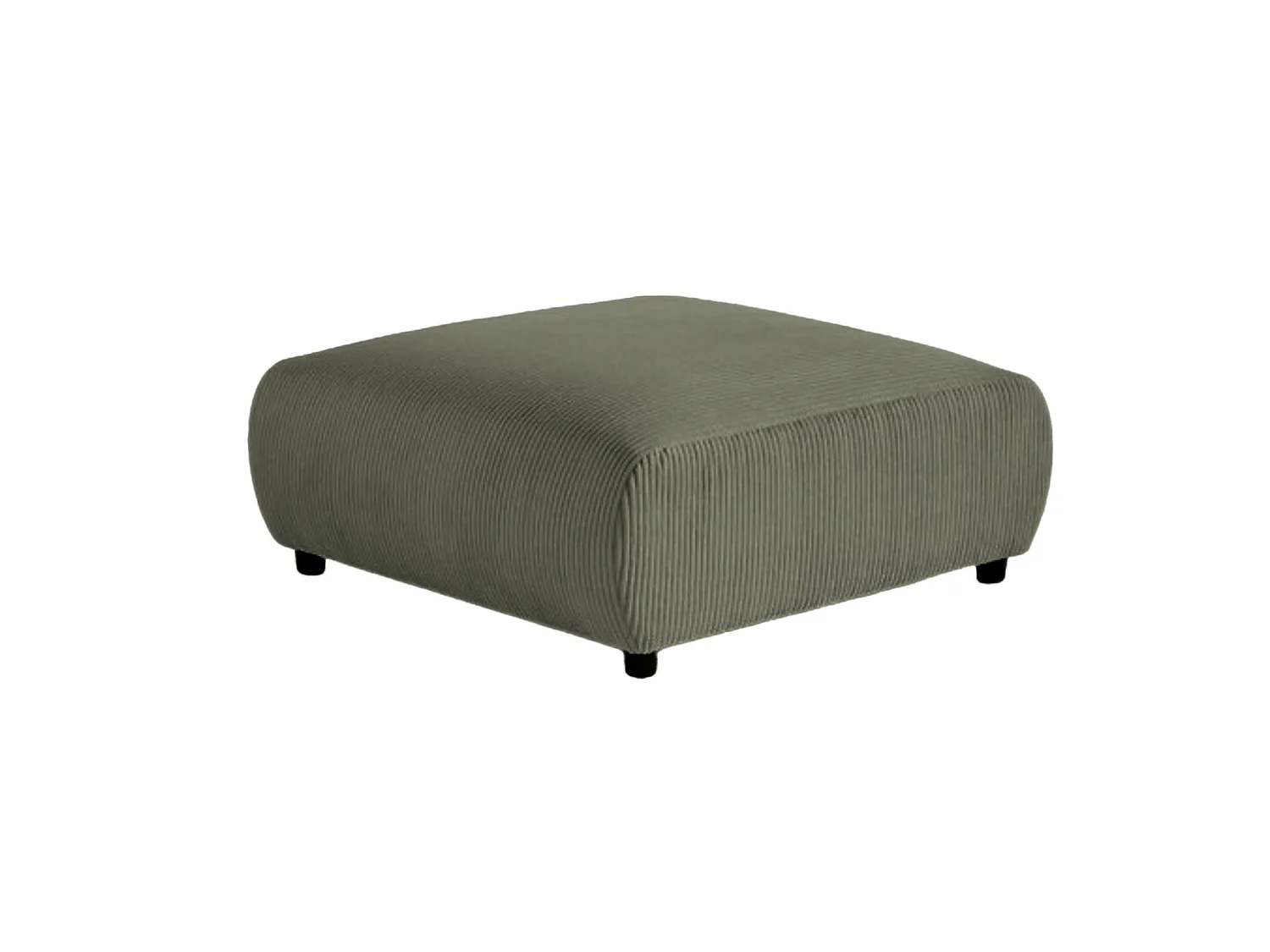 ENA - Groene ribfluwelen poef 88x88x37 cm