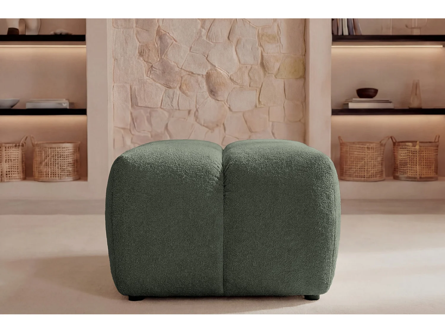 MARIA - Zachte stoffen poef Groen 71x71x44 cm