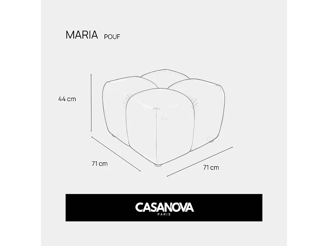 MARIA - Zachte stoffen poef Groen 71x71x44 cm