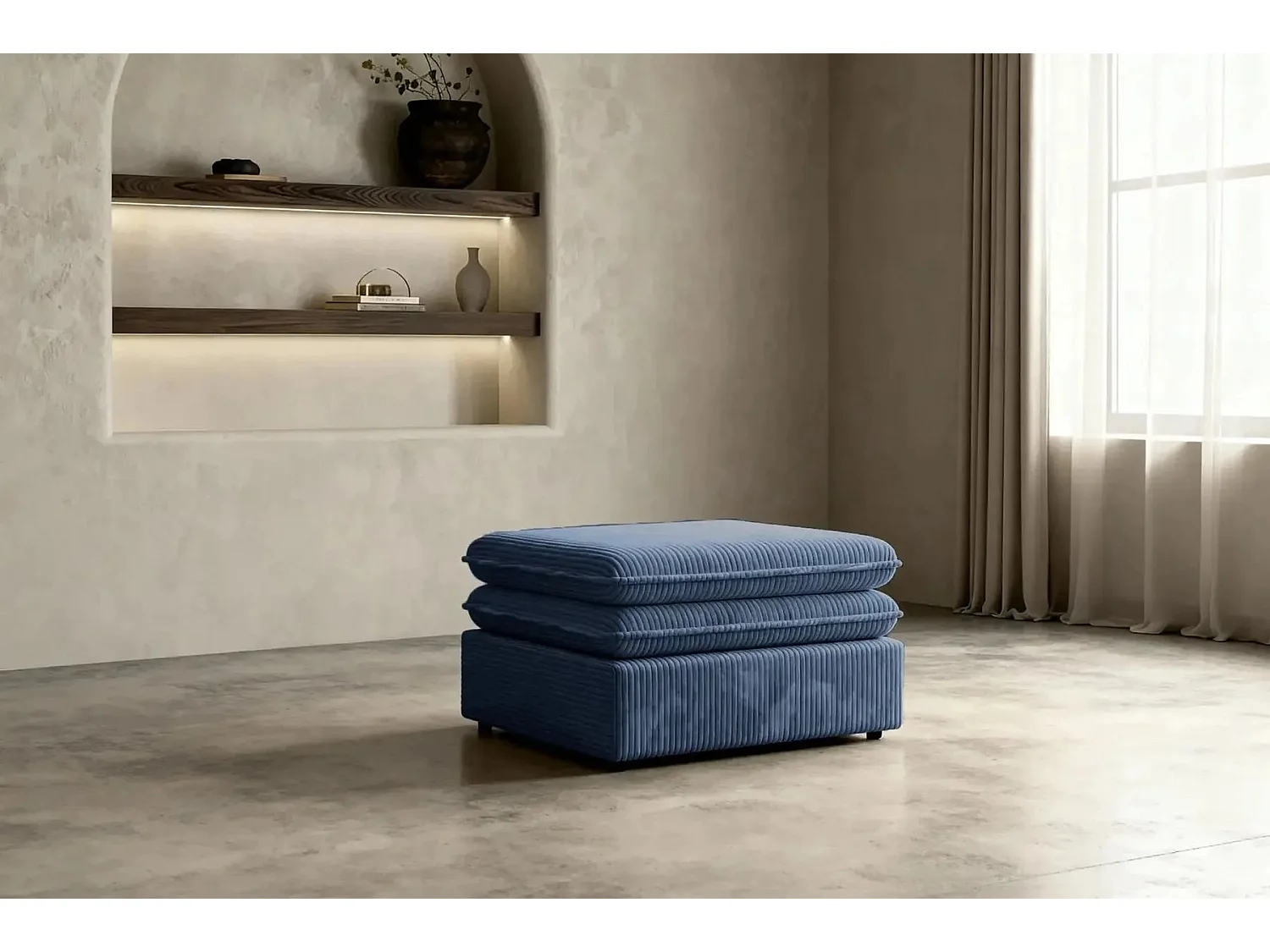 OSCAR - Pouf en en velours côtelé Taupe 70x70x43
