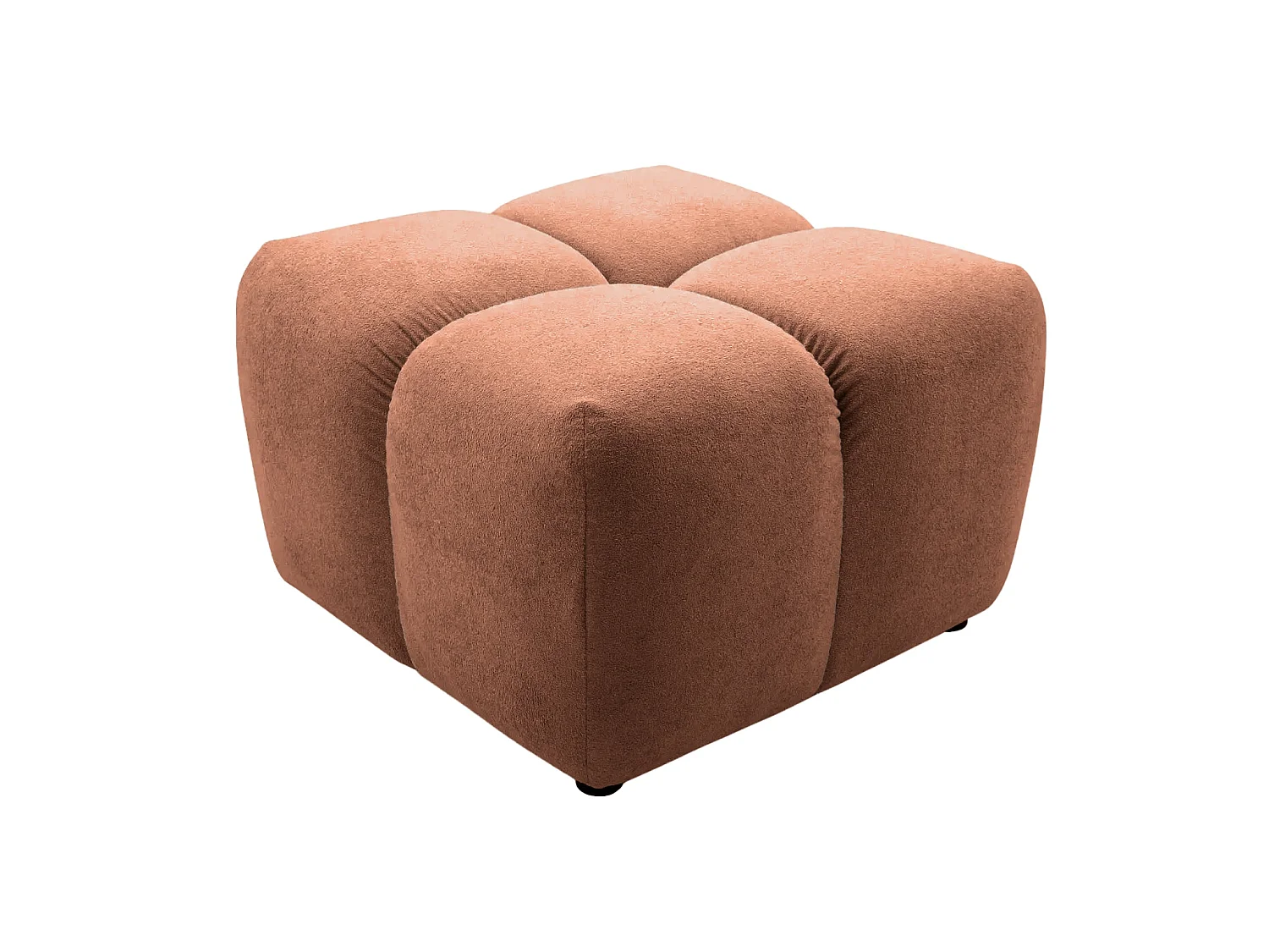 MARIA - Pouf en tissu lisse Terracotta 71x71x44