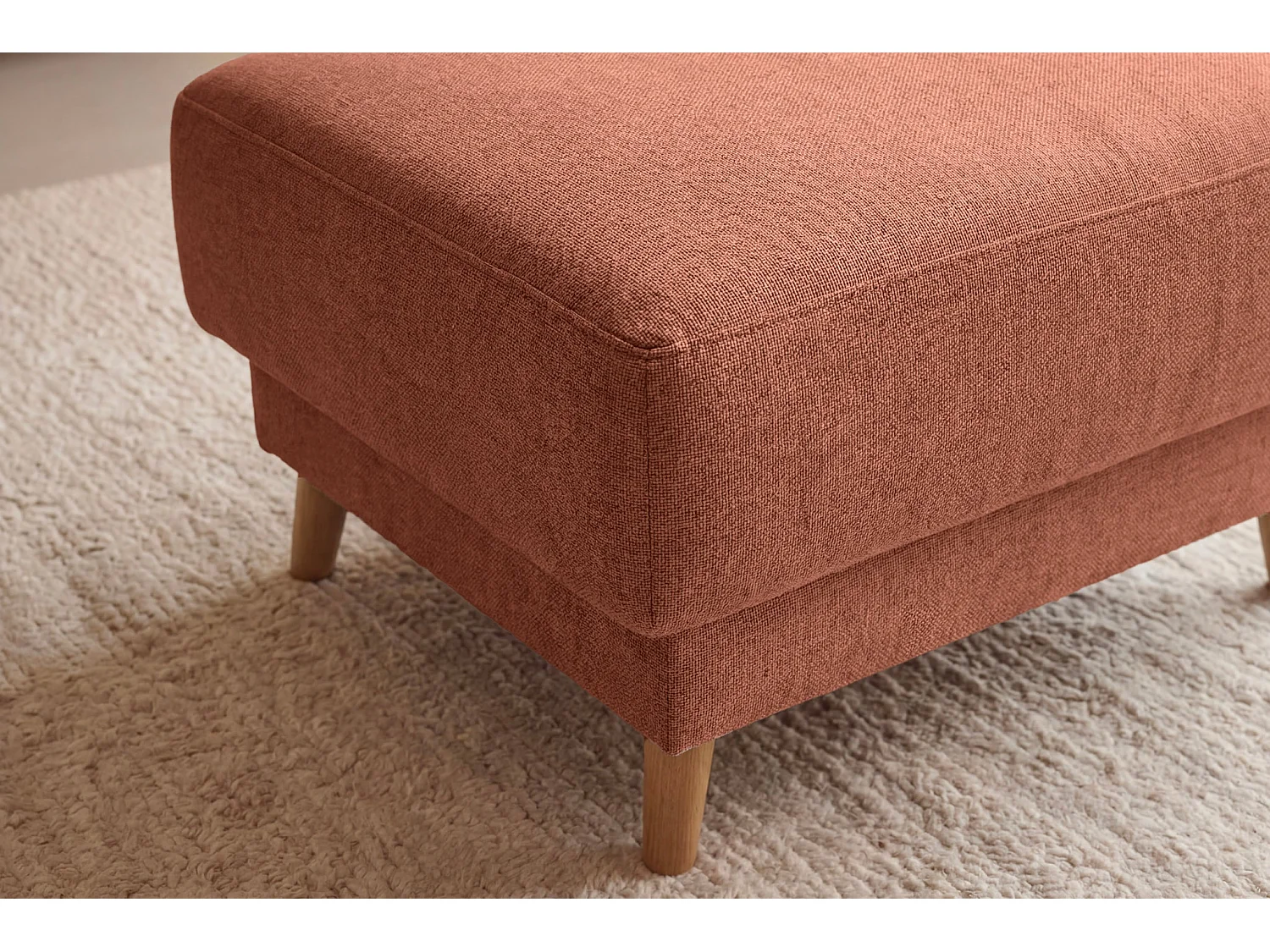 GASPARD - Pouf en tissu bouclette Terracotta 77x62x50