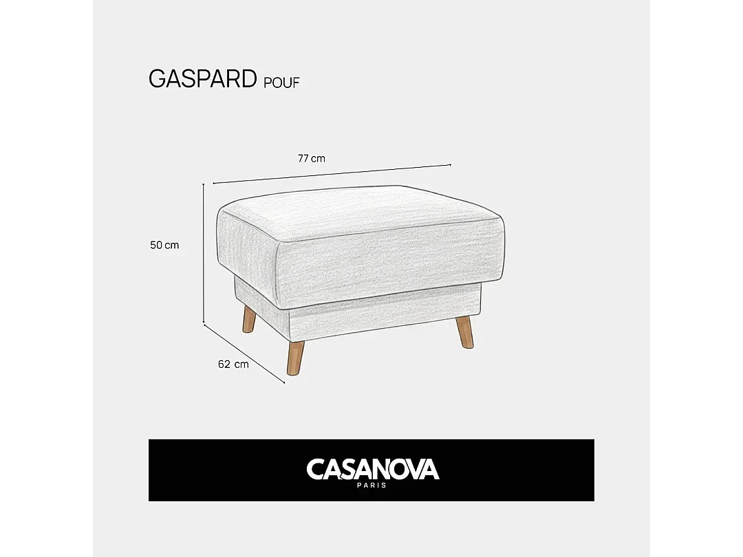 GASPARD - Pouf en tissu bouclette Terracotta 77x62x50