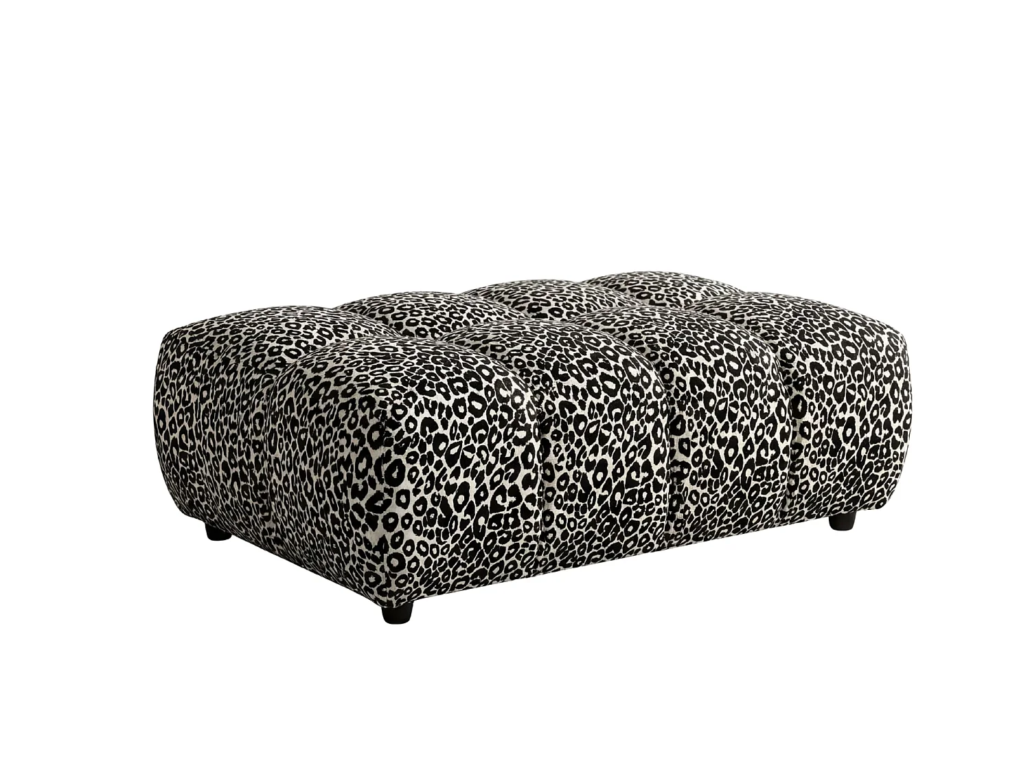 ALEXIA - Pouf en tissu imprimé animalier Blanc 120x60x40