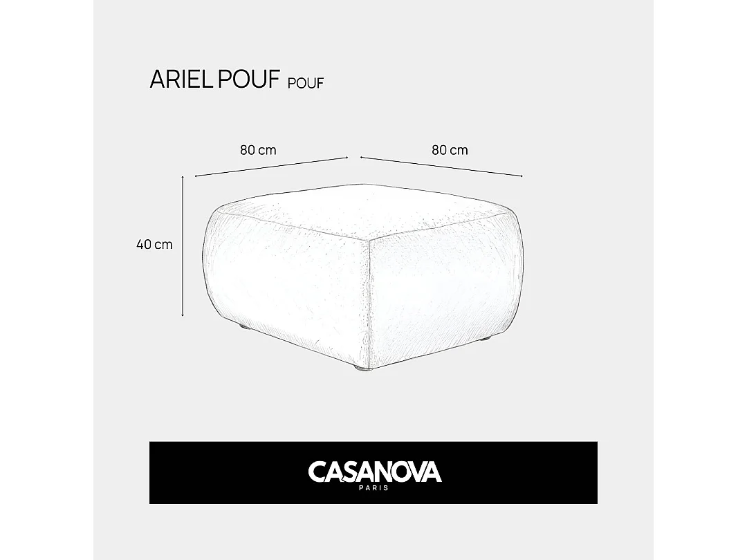 ARIEL - Pouf en tissu bouclette Beige 80x80x40