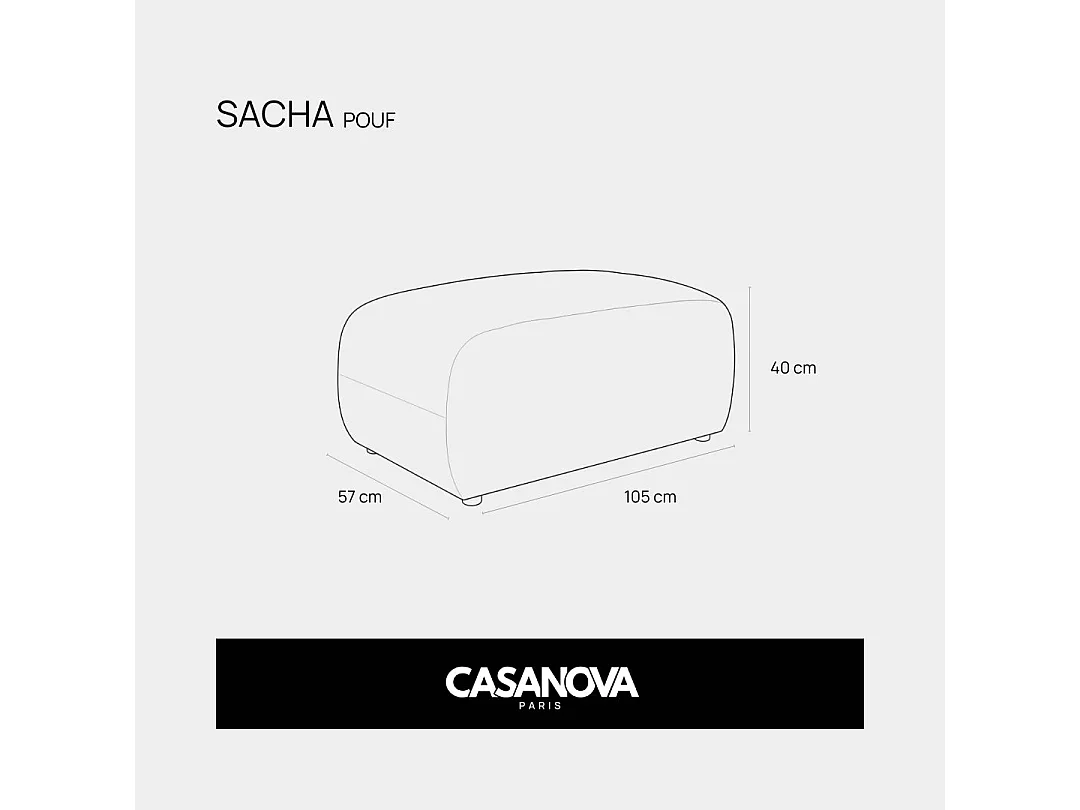 SACHA - Pouf en tissu chiné Terracotta 105x57x40