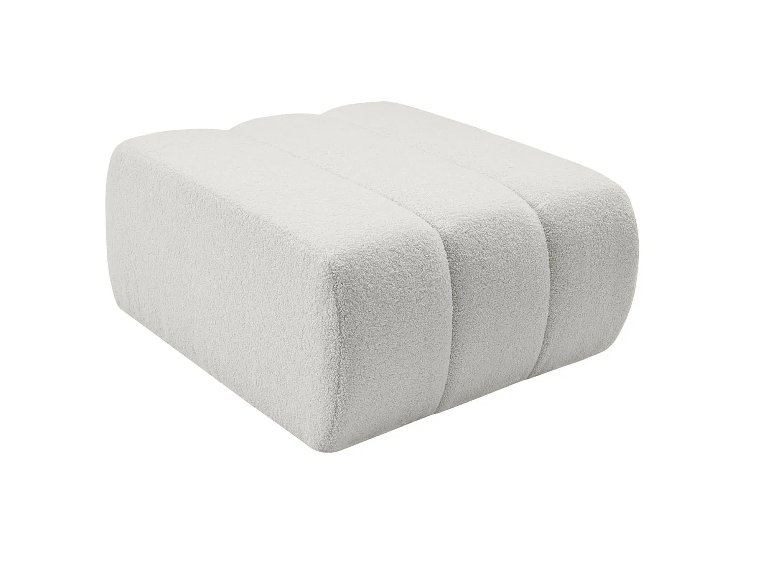 CELESTE - Pouf en tissu bouclette Blanc 75x75x41