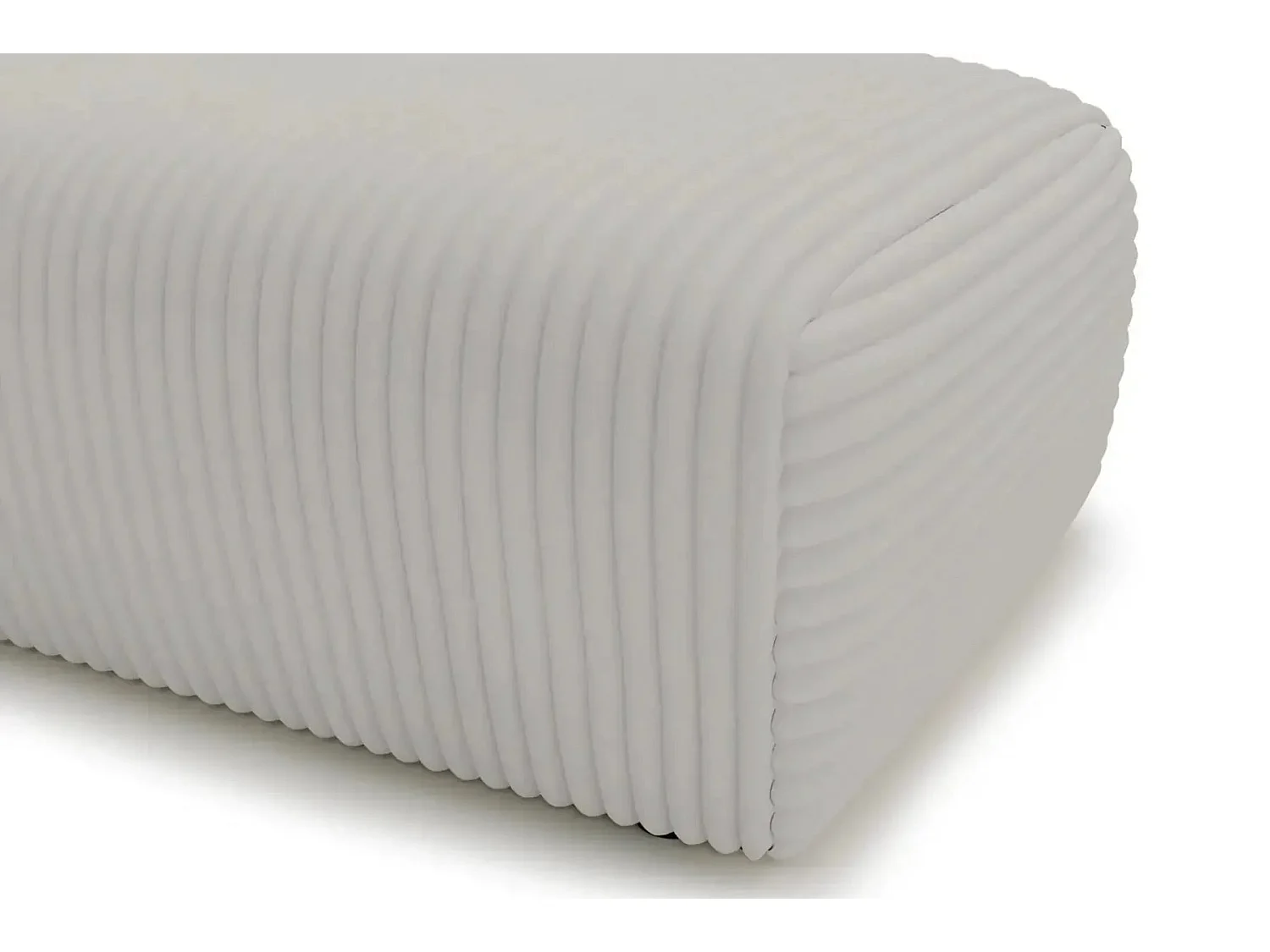 MILA - Lichtgrijze ribfluwelen poef 110x72x40 cm