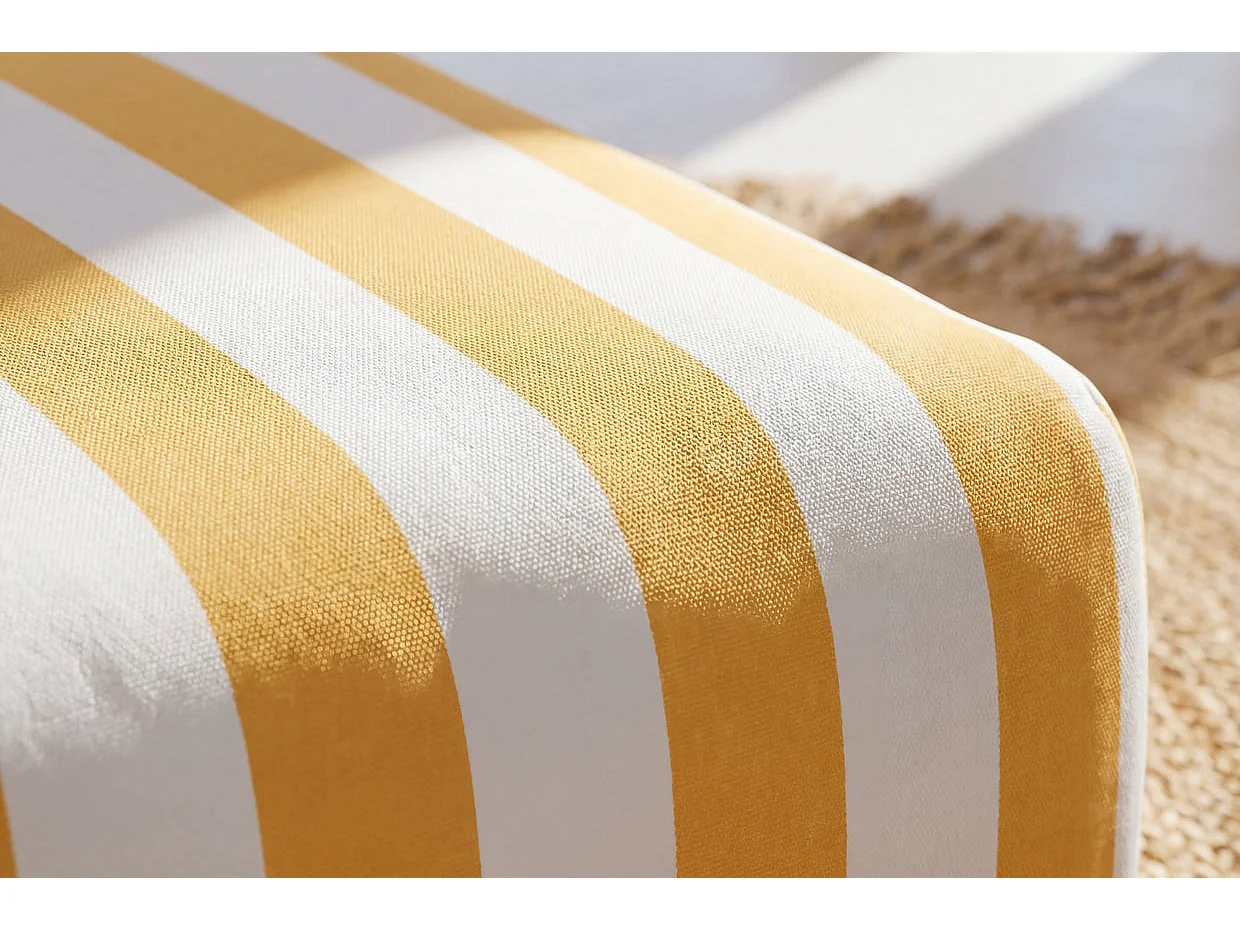 ELVIS - Pouf tissu rayé Jaune 94x87x44