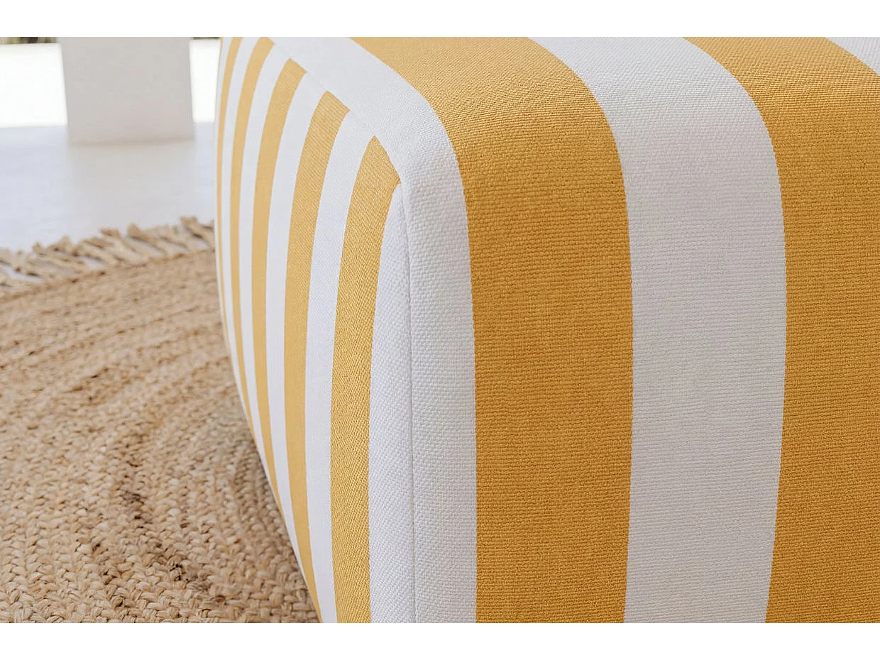 ELVIS - Pouf tissu rayé Jaune 94x87x44