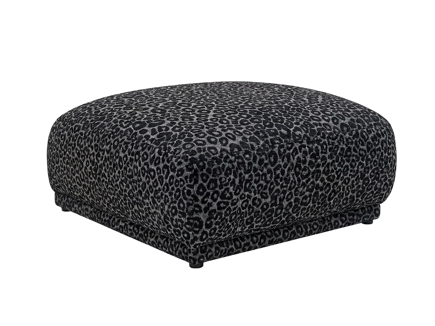 ROSALIE - Zwarte poef met dierenprint 102x83x46 cm